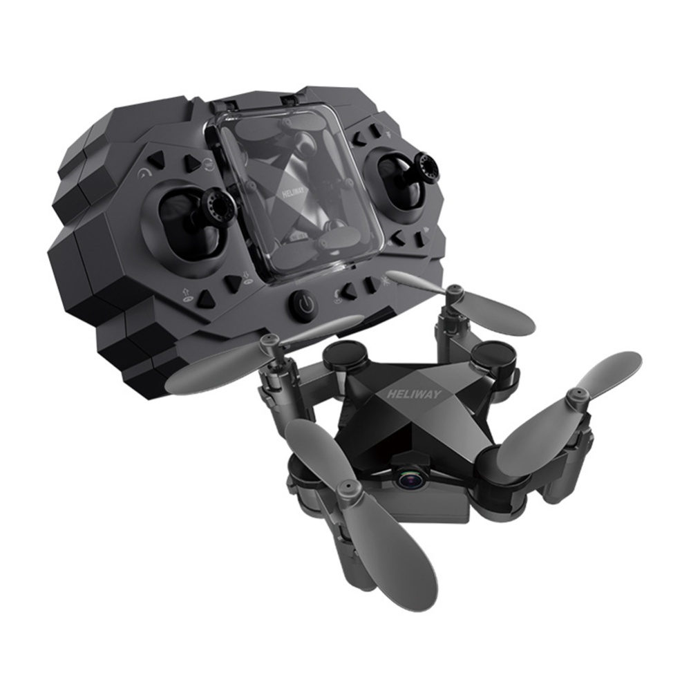 Folding Mini Drone Four Axis Aerial Photography Aircraft Toy Black Fixed Hieght Wifi real-time image transmission