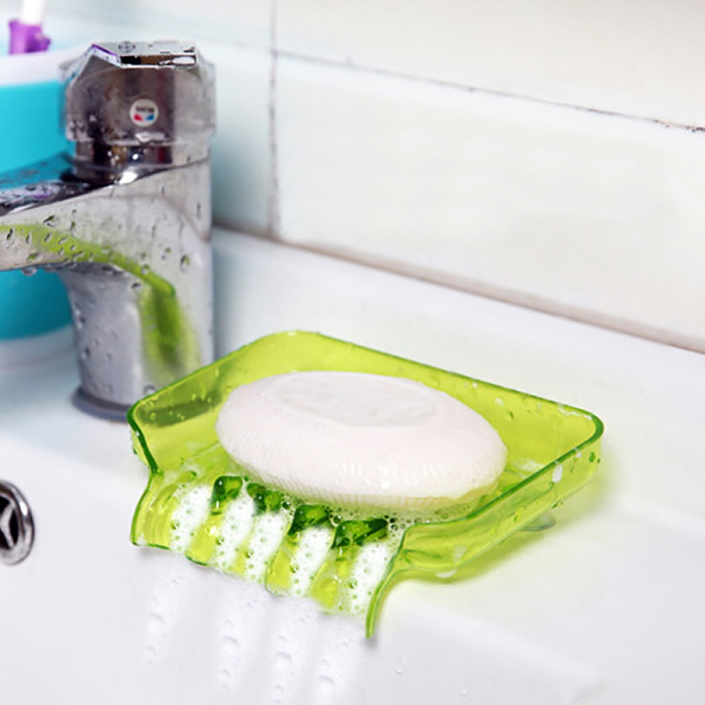 Soap Storage Box Dish Case Makeup Organizer Water Drain Sponge Holder For Kitchen Bathroom Green