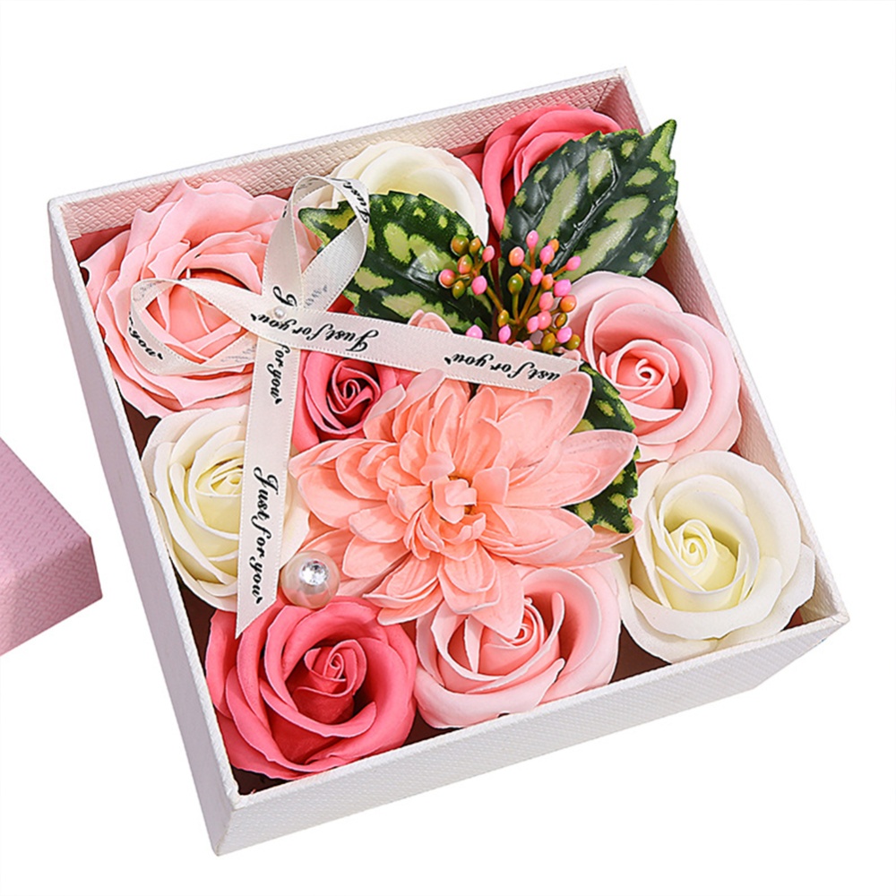 Beautiful Colored Soap Flower Gift Box Plant Essential Oil Bath Wedding Valentine Day Teacher Mother Rose Blue - Image 3