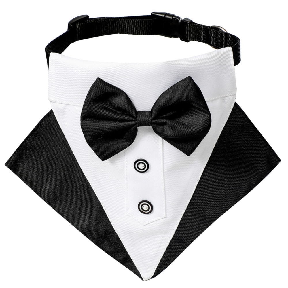 Pet Formal Necktie British Style Bow Tie Accessories For Small Medium Dog Cat Black and white_M - Image 2