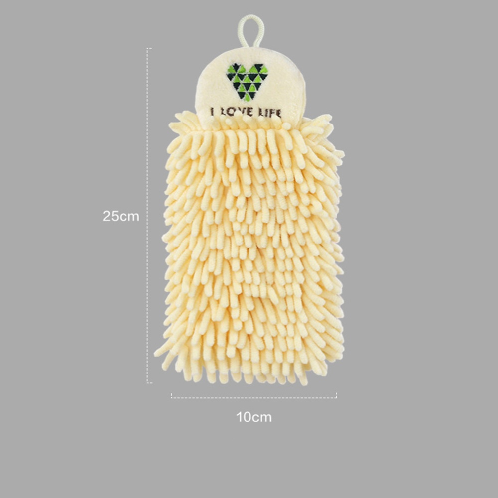 Hand Towels Chenille Hanging Absorbent Kitchen Embroidered Cleaning Tool Beige