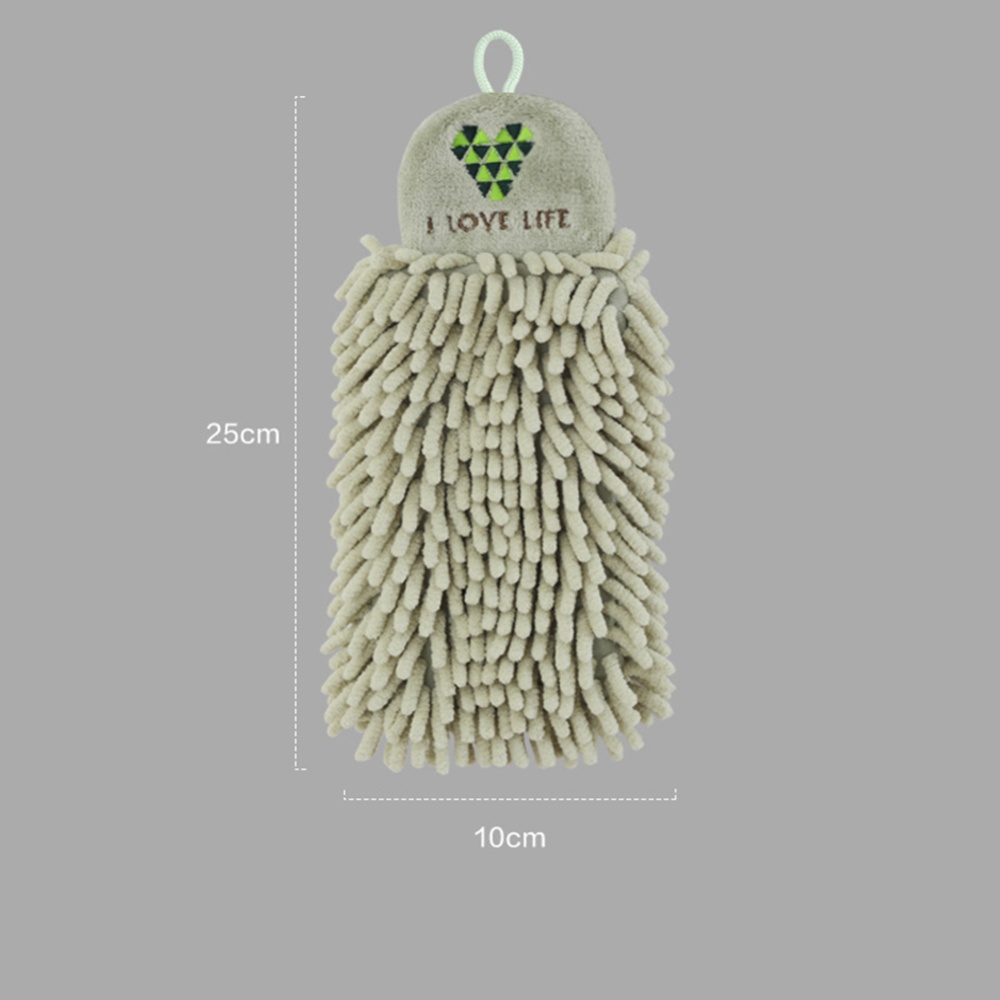 Hand Towels Chenille Hanging Absorbent Kitchen Embroidered Cleaning Tool Bean Green