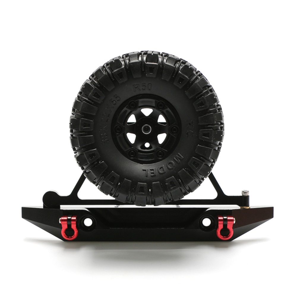 RC Axail SCX10 Rear Bumper Spare Tire Rack Winch Hook for 1/10 Crawler Car RC4WD D90 Aluminum Alloy Upgrade Part black_Rear bumper + black t - Image 2