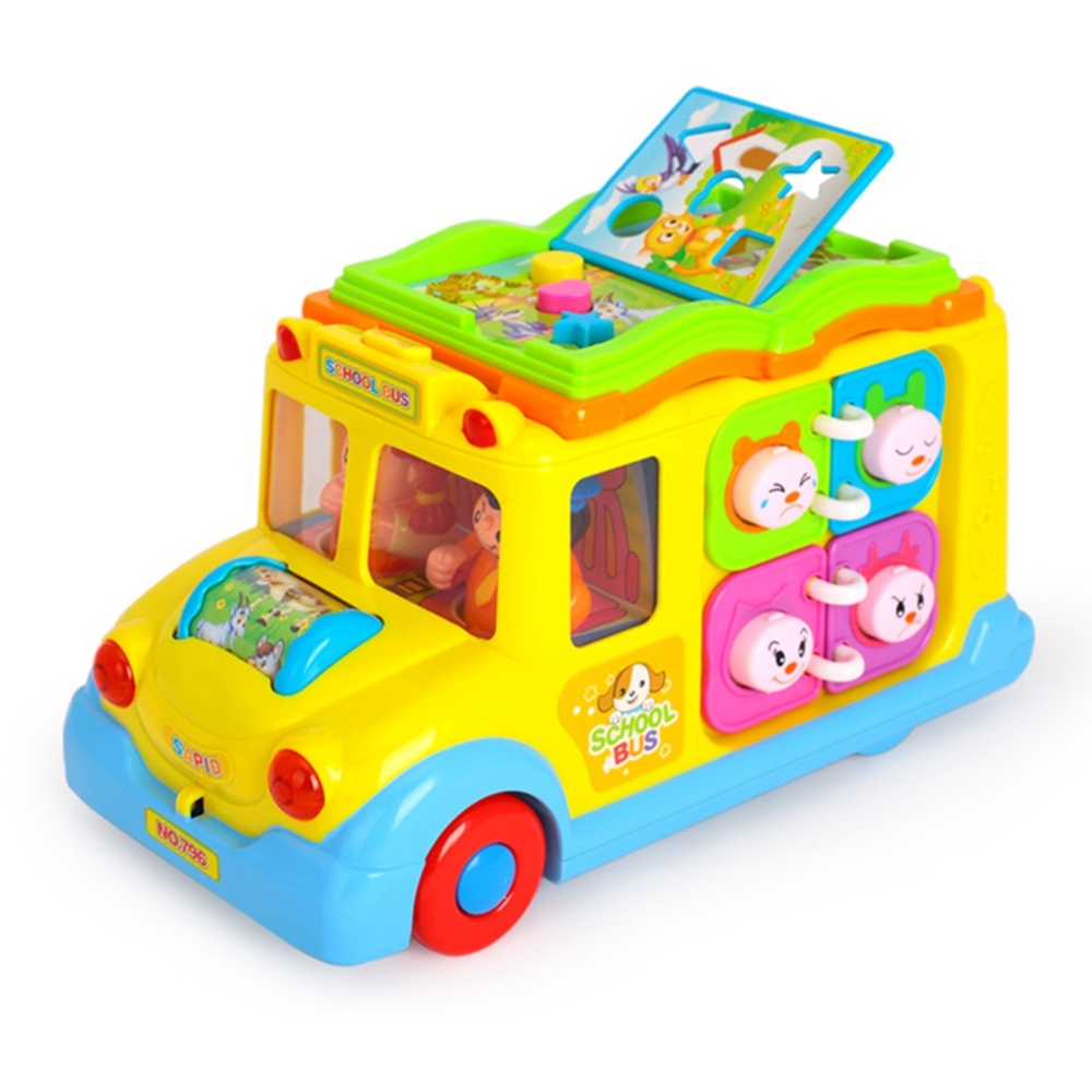 Children Battery Operated Multifunctional Intellectual School Bus, Bump and Go, Music Light - Image 2