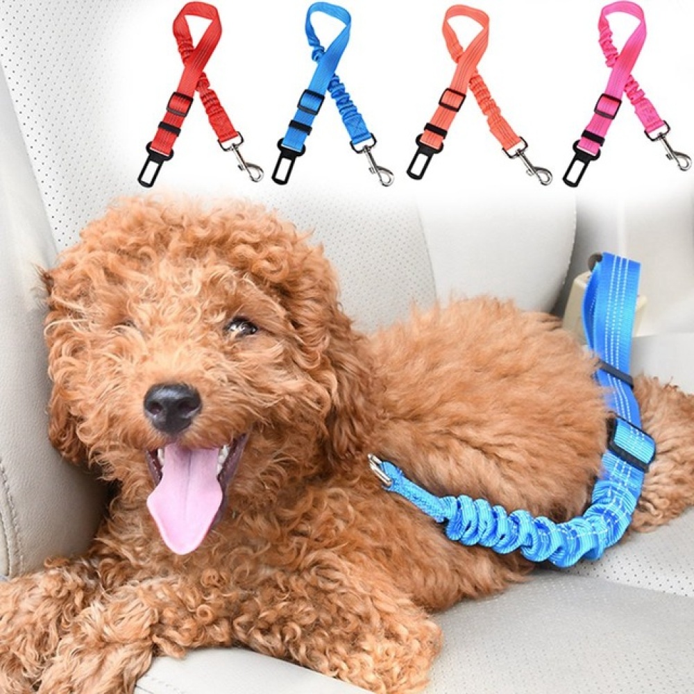 Elastic Reflective Safety Rope Traction Belt for Pet Dogs Supplies Car Seat Orange - Image 2