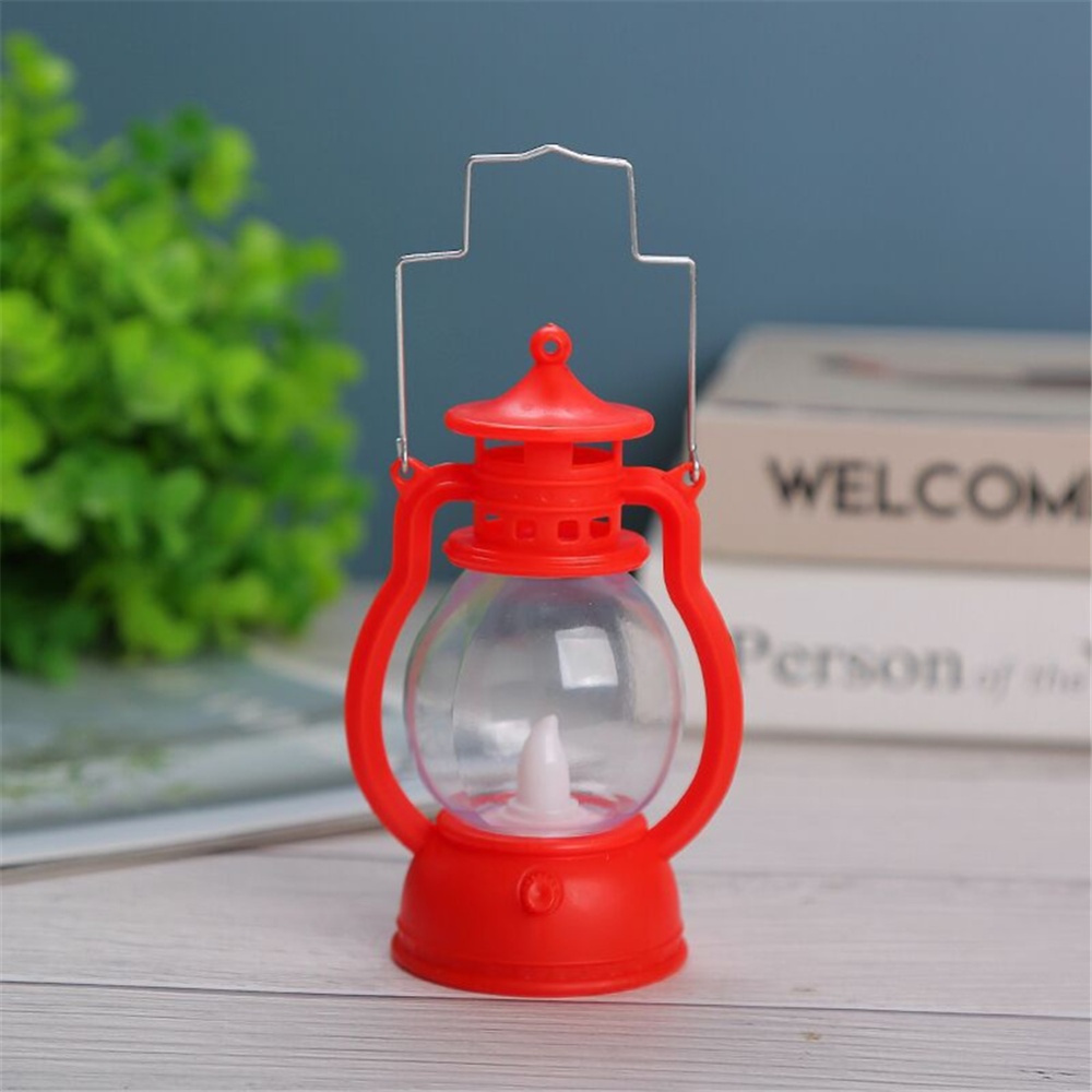 Retro Kerosene Lamp Colorful Button Battery Switch Small Oil Light Lantern Art Pendant Christmas Halloween Crafts Decorations Red