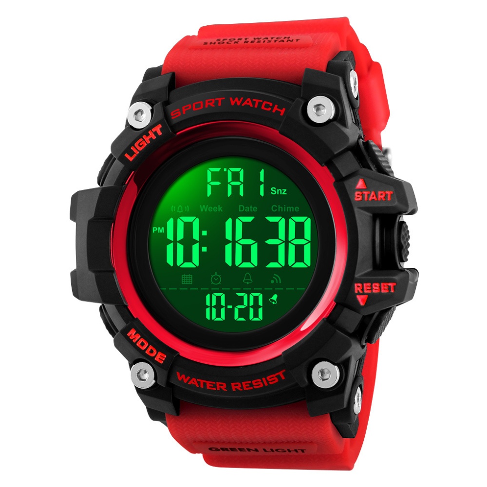 Skmei Outdoor Luminous Alarm Stopwatch compte Down Digital Electronic Watch rouge
