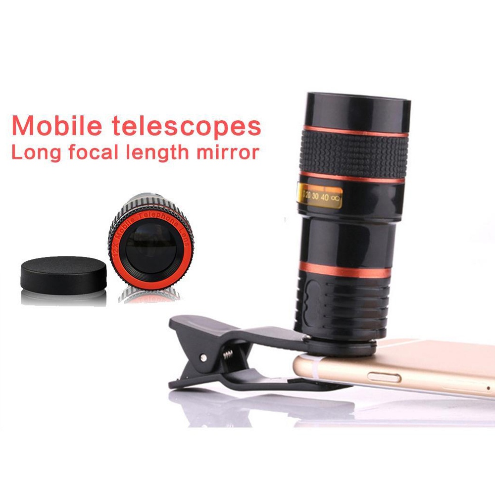 Universal Mobile Phone Lens Clip 8x Optical Zoom Telescope HD Smartphone Camera black - Image 2