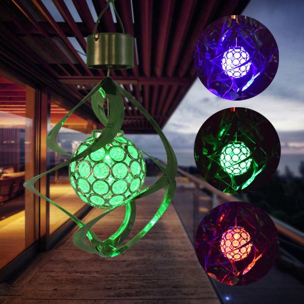 Solar Powered Color Change Wind Chime Shape Pendant Lamp for Garden Multicolor - Image 2