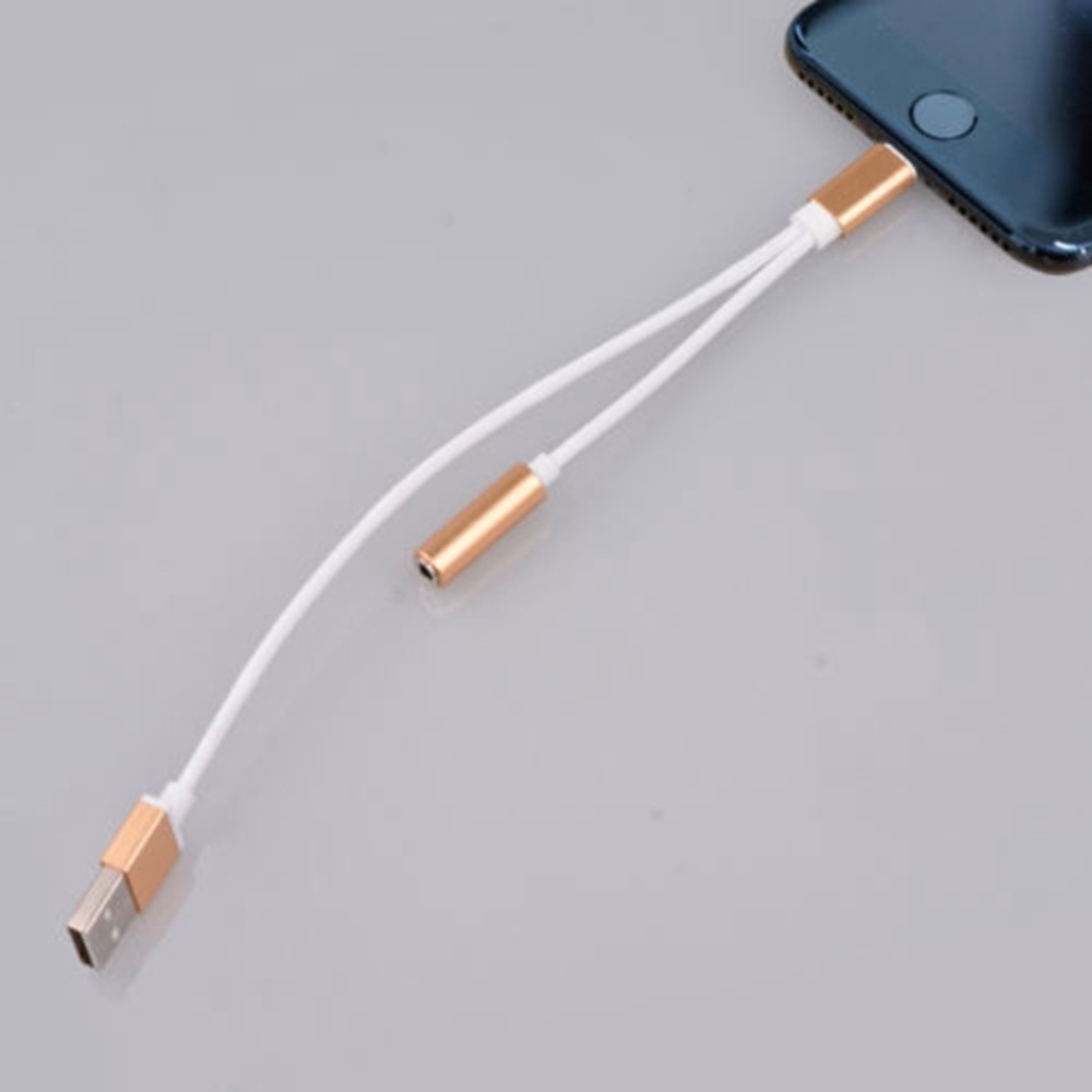 Lightning to 3.5mm Earphone Jack Audio Adapter with USB Charger Cable for iPhone 7 - Image 2