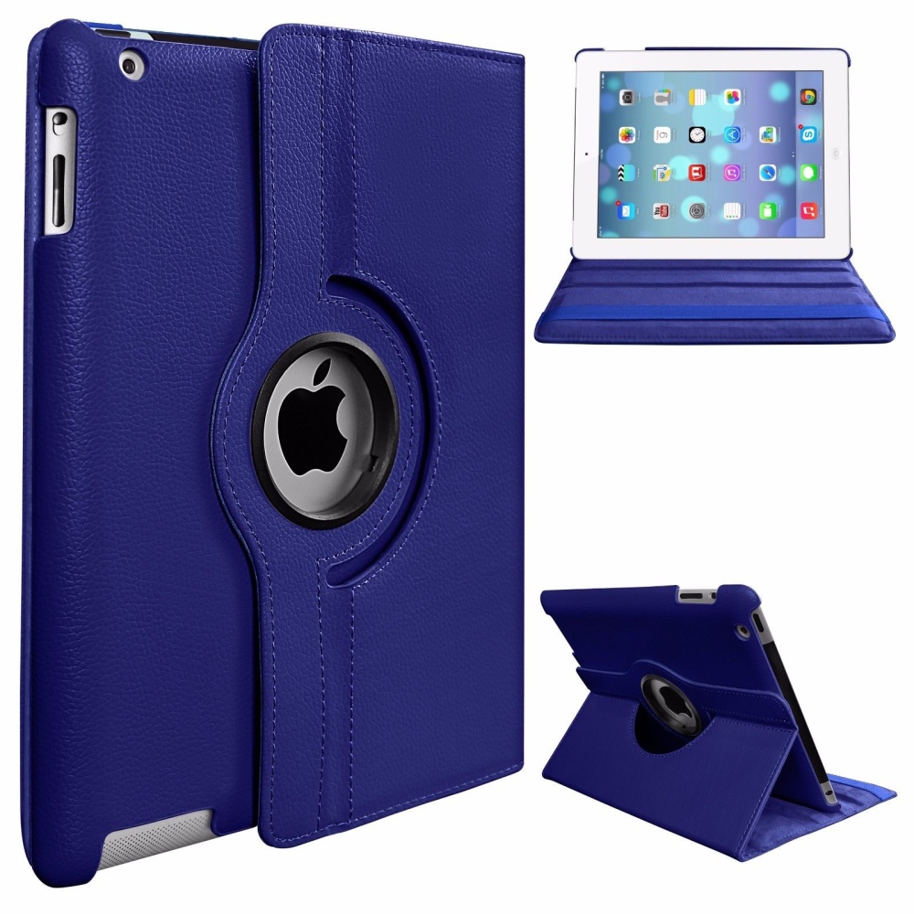 360 Degree Rotating Stand PU Leather Case Cover for Apple iPad2 iPad3 iPad4 Violet - Image 2