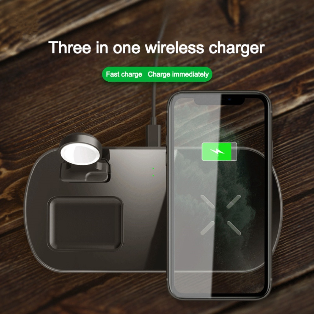 3 in 1 Wireless Charger For iPhone 11 XS XR X 8 Plus Samsung S10 Charging Dock for Apple Watch Fast Airpods black - Image 2