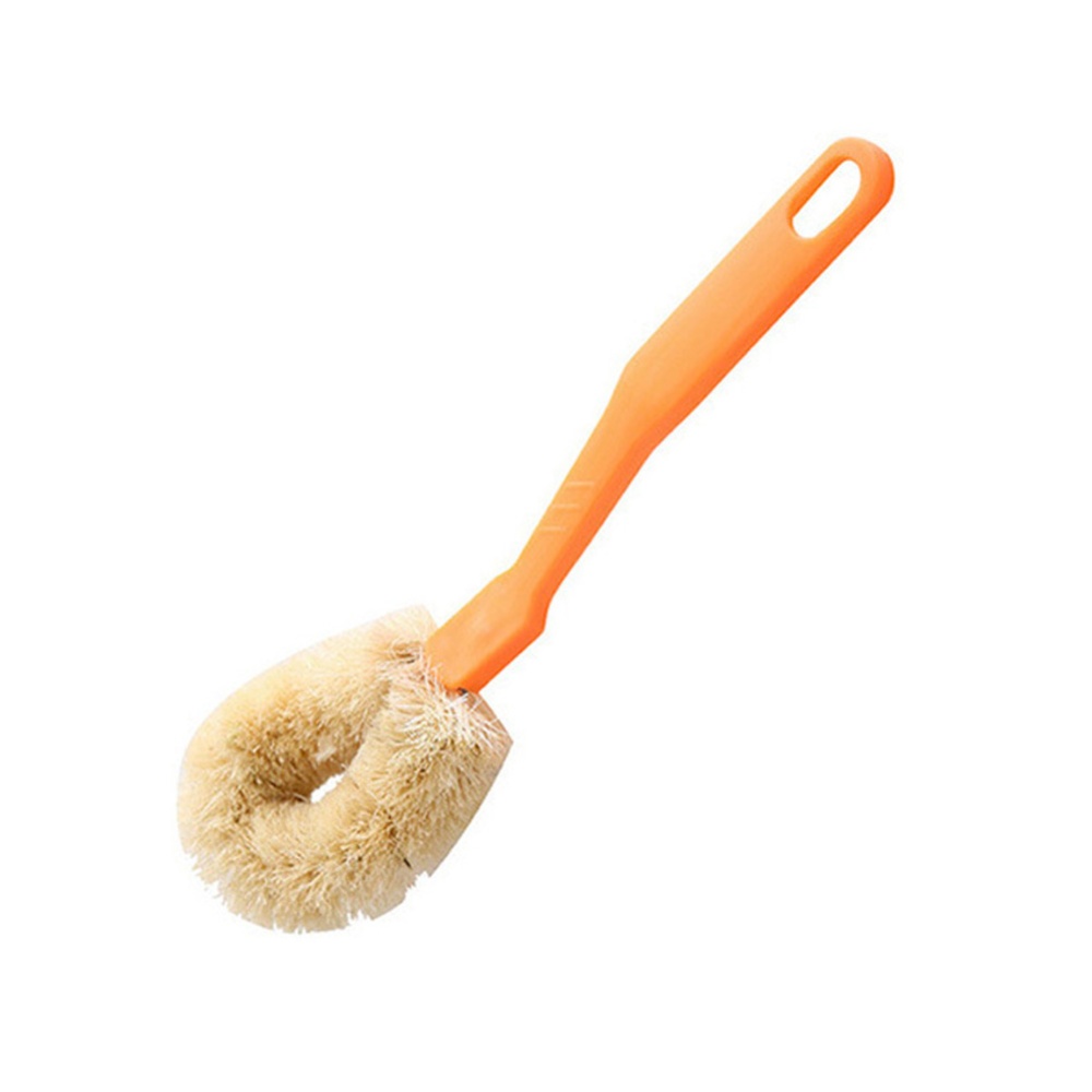Handheld Cleaning Brush Long-handled Washing Dishes Ball for Kitchen Pot 1pc brown brush