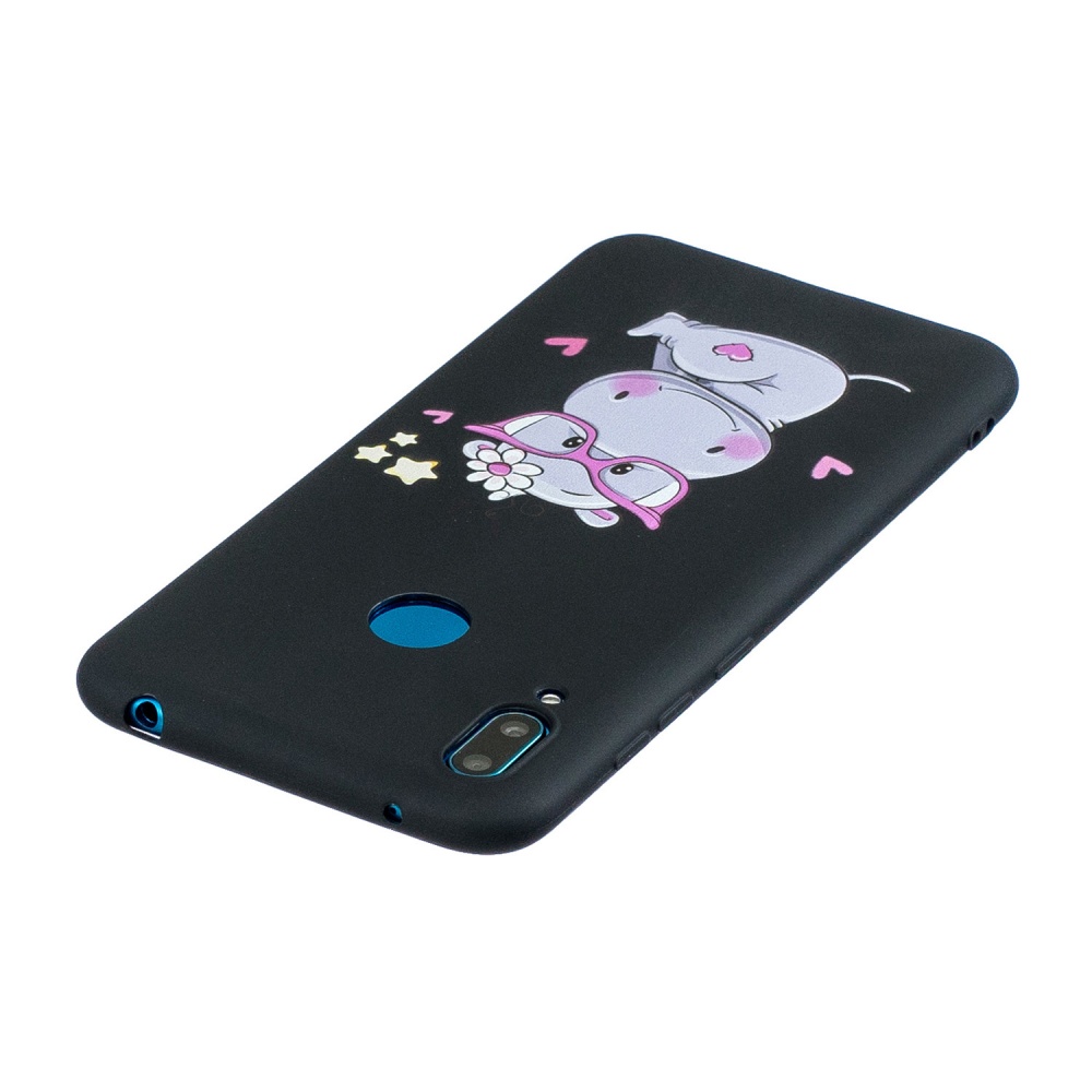 For HUAWEI Y7 2019 Cute Coloured Painted TPU Anti-scratch Non-slip Protective Cover Back Case with Lanyard white - Image 2