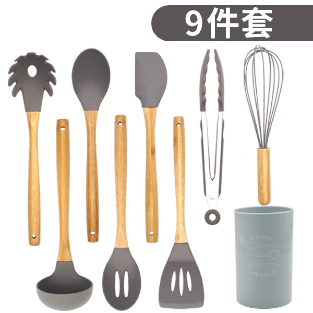 9Pcs/Set Kitchen Utensil Set Silicone Cooking Nonstick Cookware Spatula Spoon with plastic tube - Image 3