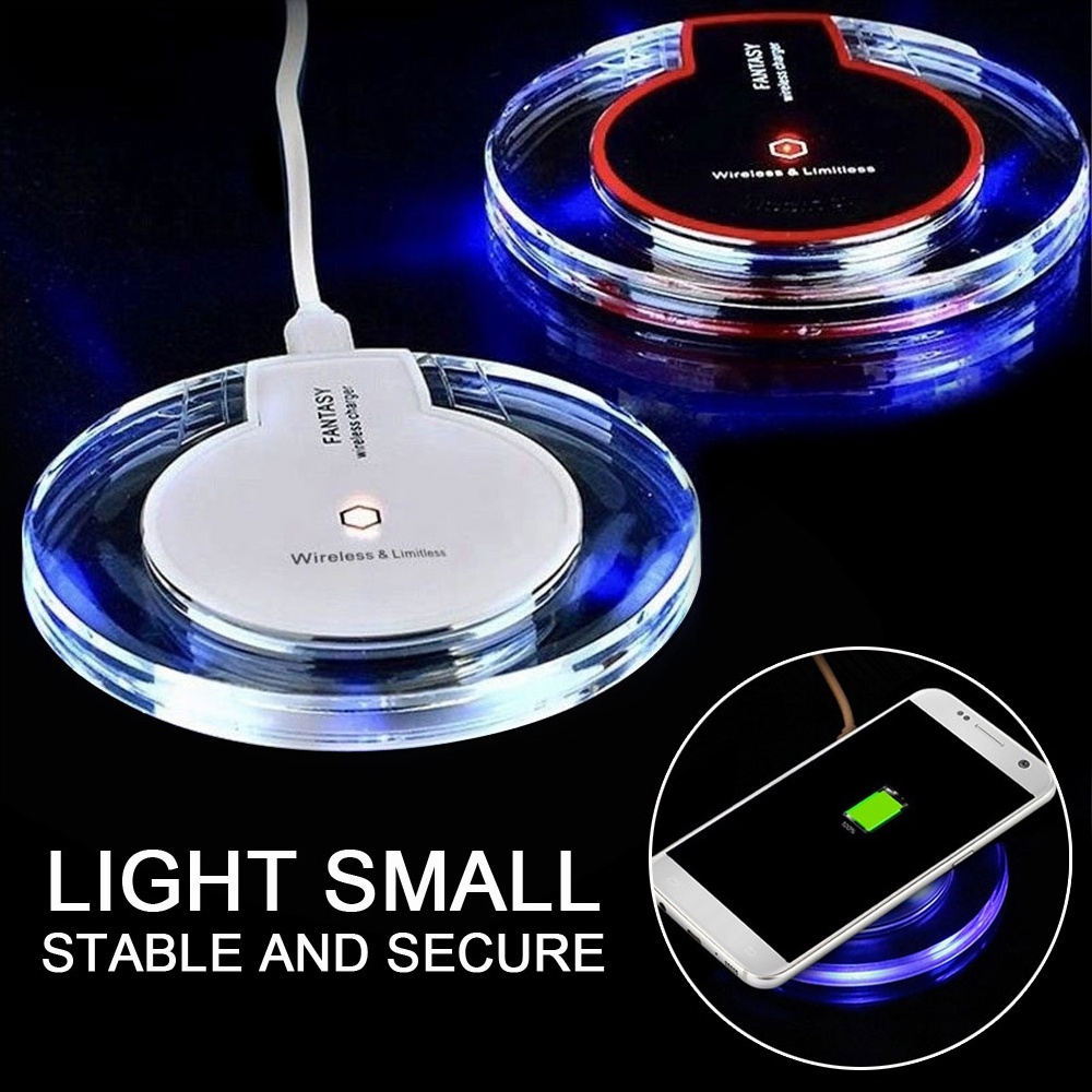 Wireless Charger Ultra-Thin Crystal Round Charging for Samsung Galaxy S9 Note Edge iPhone Xiaomi Huawei Mobile Phone white - Image 2