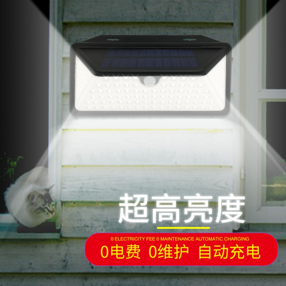 102LEDs Solar Power Motion Sensor Wall Light Outdoor Garden Security Lamp White light - Image 2