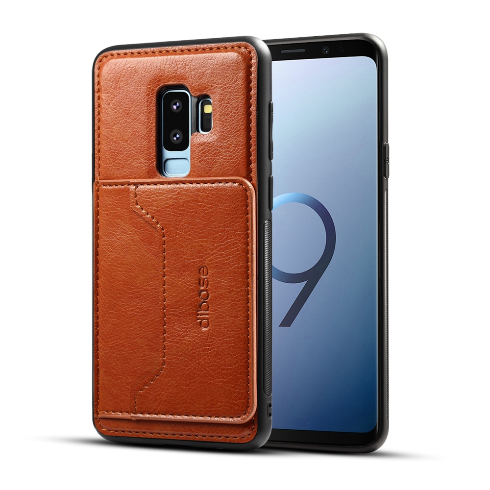 For Samsung S9 plus Retro PU Leather Wallet Card Holder Stand Non-slip Shockproof Cell Phone Case coffee - Image 2