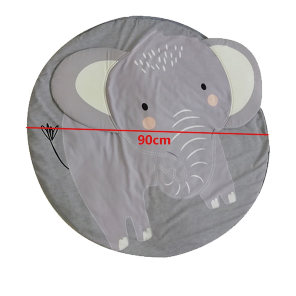 Cartoon Elephant Printing Baby Mat Round Carpet Cotton Newborn Infant Crawling Blanket Kids Room Decor - Image 2