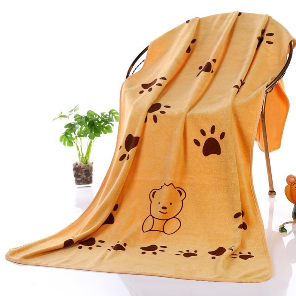 70x140 Cartoon Printing Microfiber Absorbing Water Beach Towel for Dog Bath Feet bear blue_70*140 - Image 3