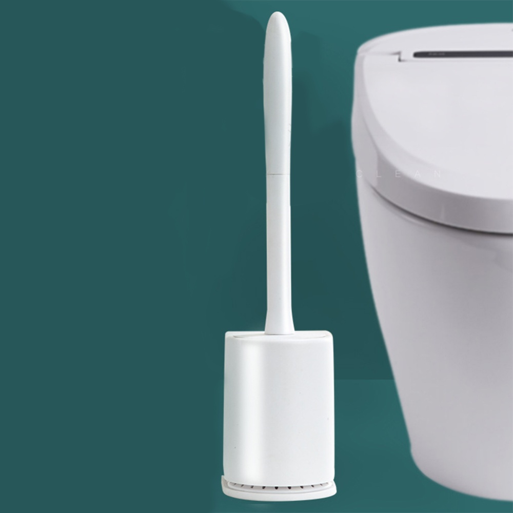 Floor-standing Wall-mounted Long Toilet Brush with Base for Cleaning gray - Image 2