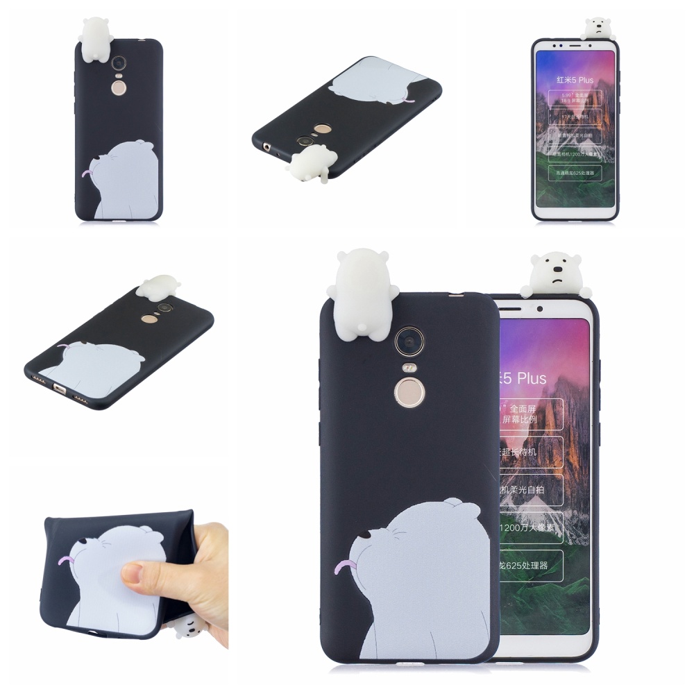 For Redmi 8/8A/5/Note 8T Mobile Phone Case Cute Cellphone Shell Soft TPU Cover with Cartoon Pig Duck Bear Kitten Lovely Pattern Black - Image 2