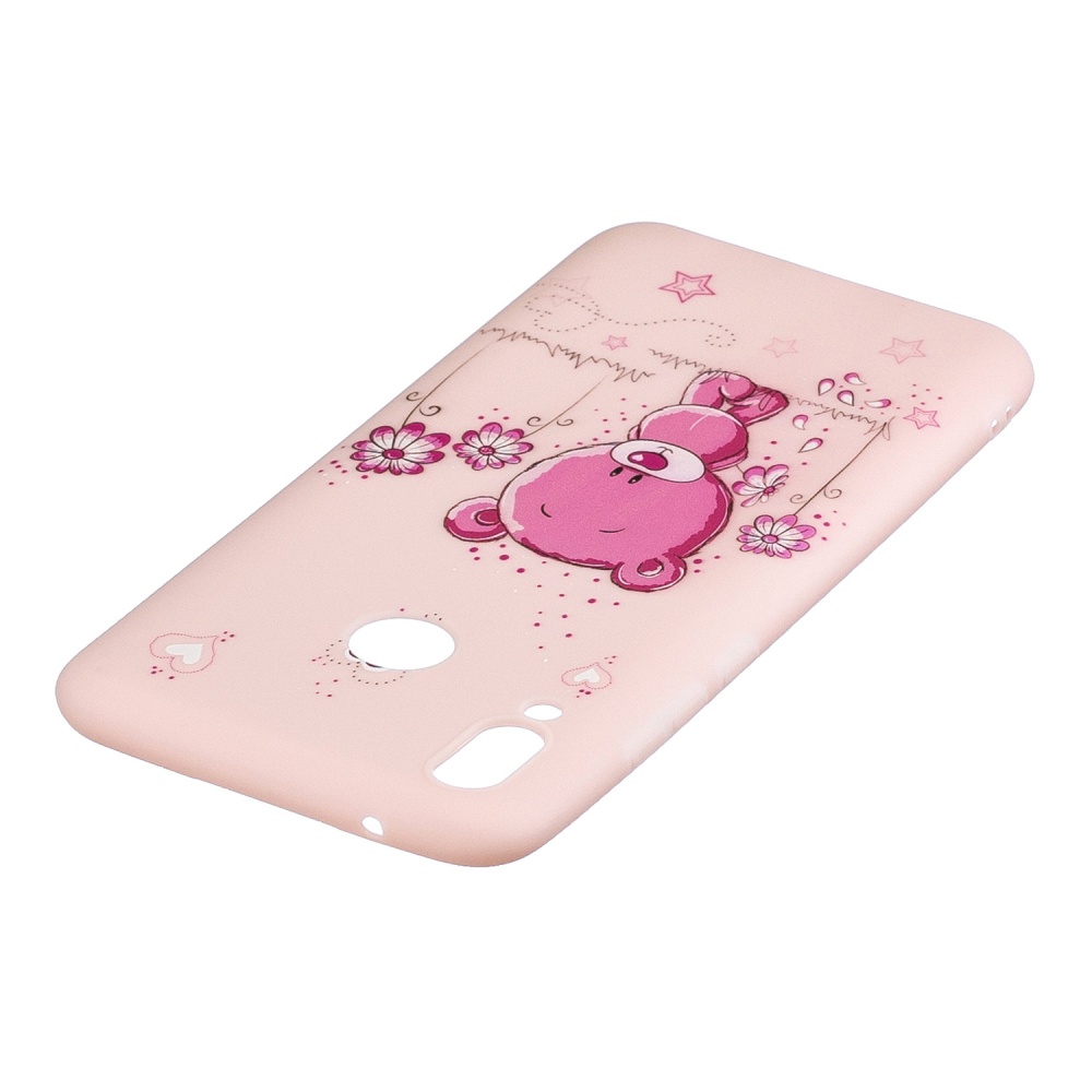 For HUAWEI Y9 2019 Cartoon Lovely Coloured Painted Soft TPU Back Cover Non-slip Shockproof Full Protective Case with Lanyard Light pink - Image 2