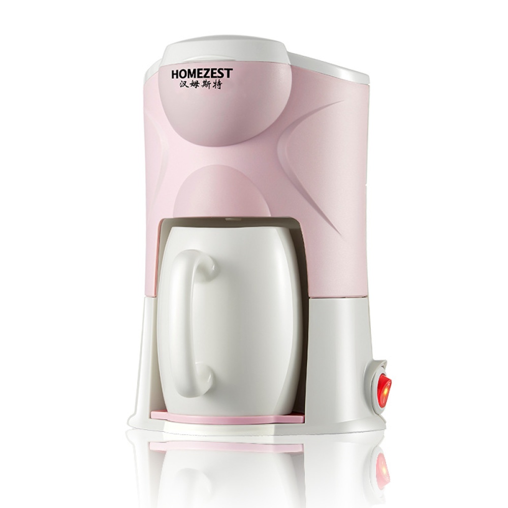 220V Portable Mini Home Automatic Coffee Maker with Ceramic Cup Pink national standard + European adapter - Image 3