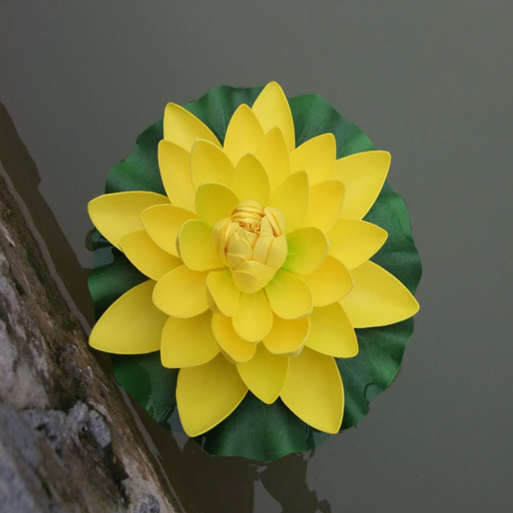 18CM Artificial Floating Lotus Shape Water Surface Decorartion for Pool Pond yellow - Image 2