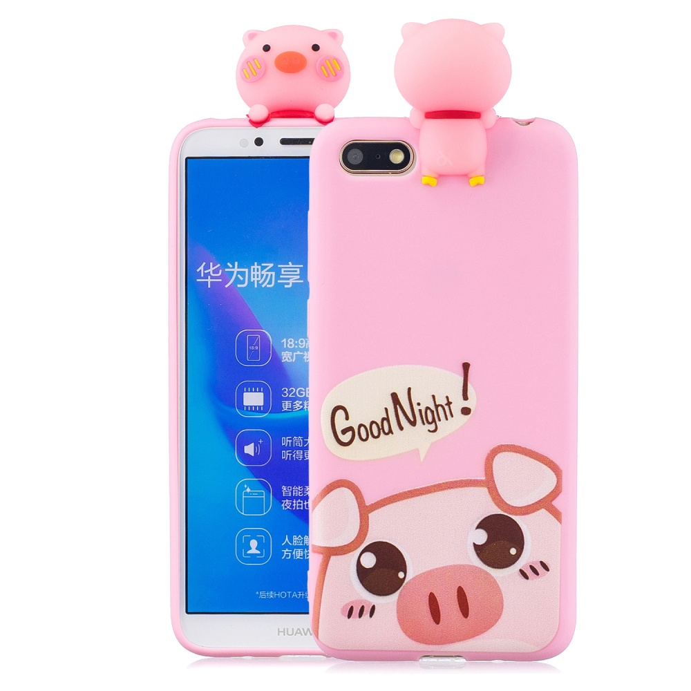 For HUAWEI Y5 2018 3D Cute Coloured Painted Animal TPU Anti-scratch Non-slip Protective Cover Back Case Rose red - Image 2