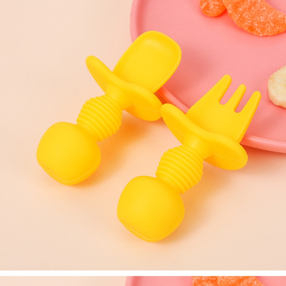 2PCS Baby Silicone Spoon Plate Feeding Supplies Fork Food Grade Newborn Accessories Pink - Image 3