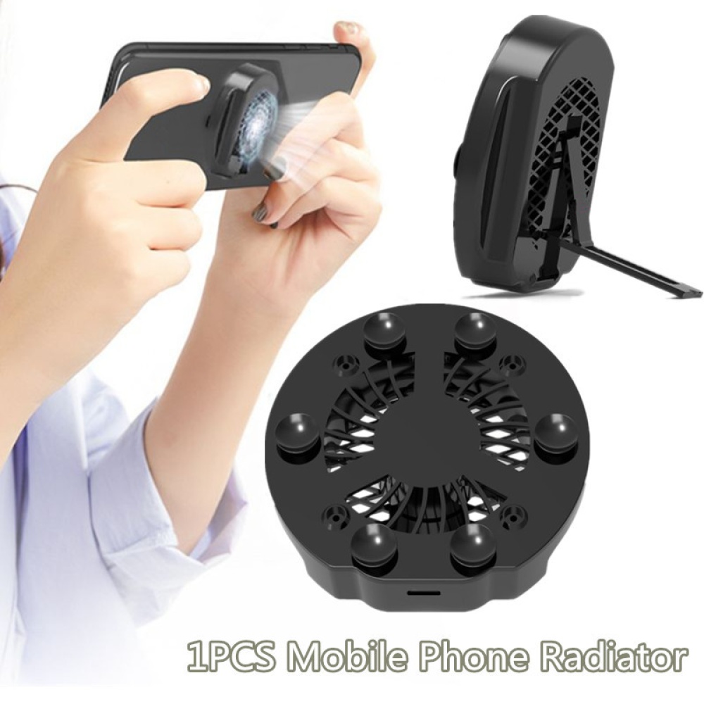 Foldable Mobile Phone Cooler Cooling Support Holder Bracket with Fan Radiator for iPhone Samsung Huawei Xiaomi Smartphone Tablet black - Image 2