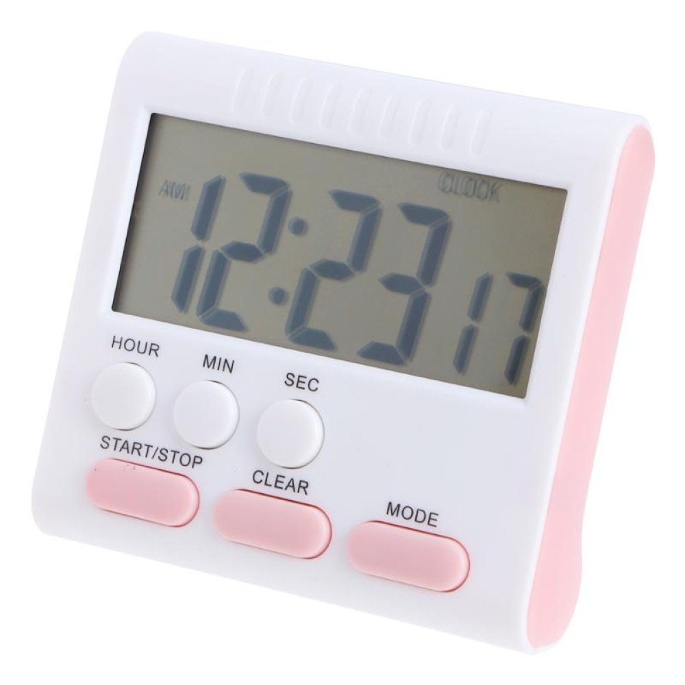 Magnetic Large LCD Digital Kitchen Timer with Loud Alarm Count Up& Down Clock to 24 Hours White + rose red