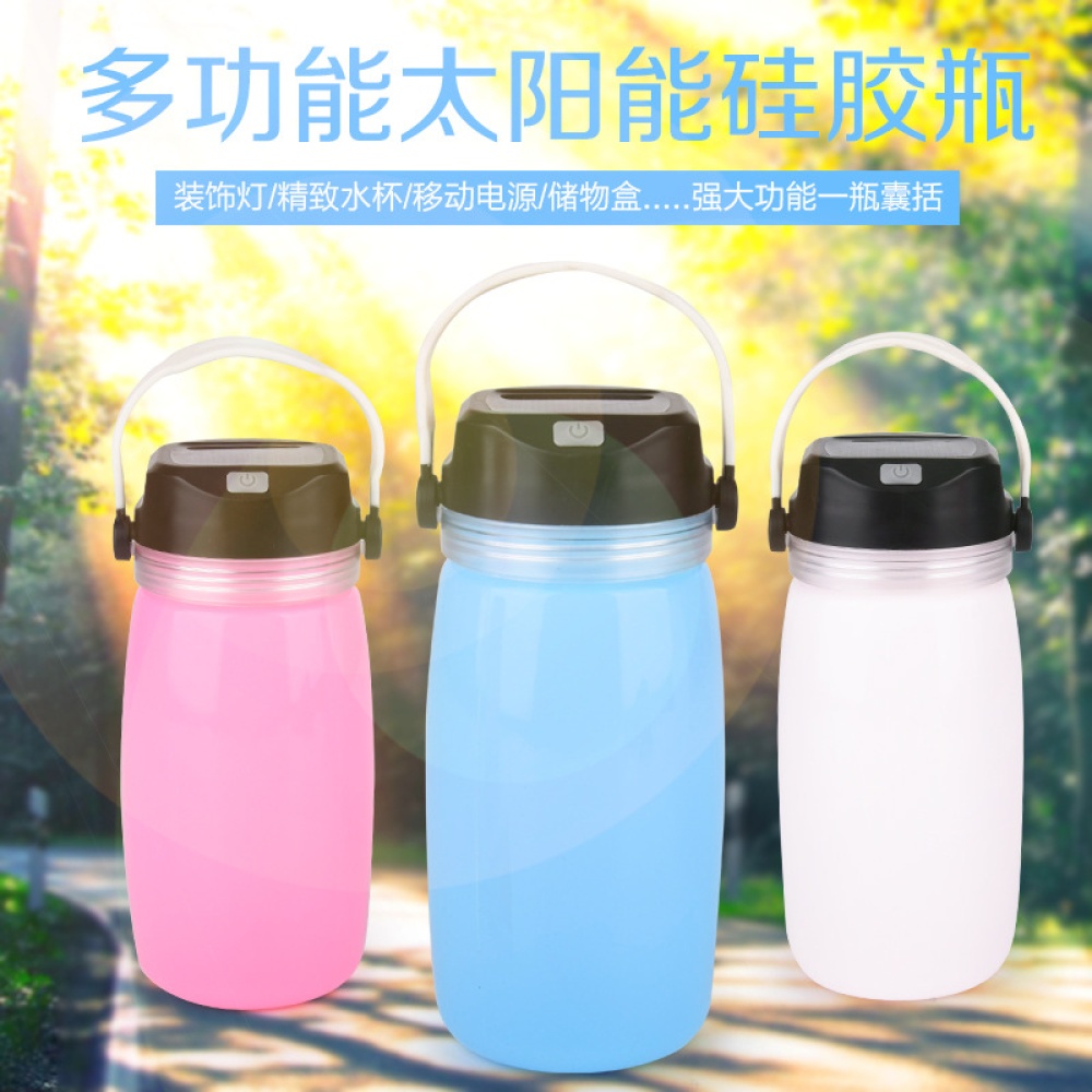 Outdoor Solar Power Silicone Camping Lamp LED Water Cup blue - Image 3