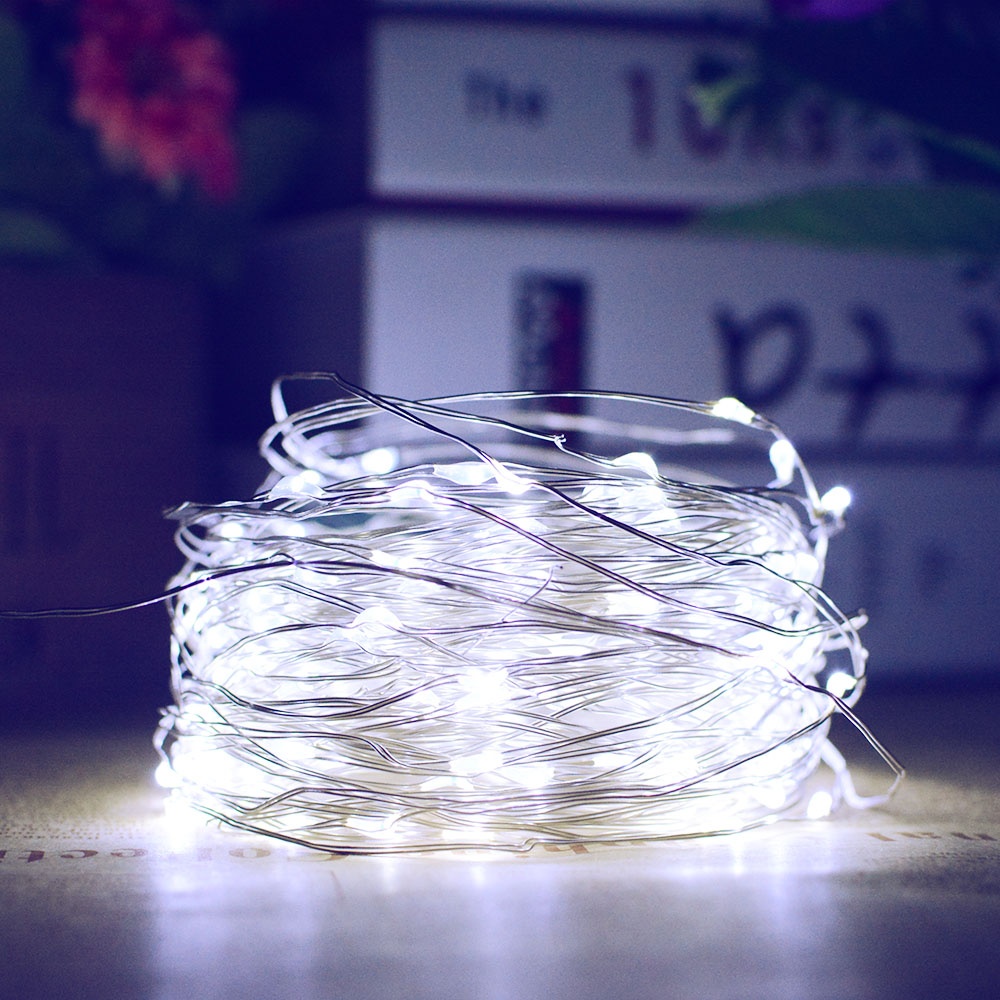 10M/20M 100LEDs/200LEDs Small Size Normally on Solar Powered Copper Wire String Light White light_20 meters 200 LED_(ME0004101) - Image 3