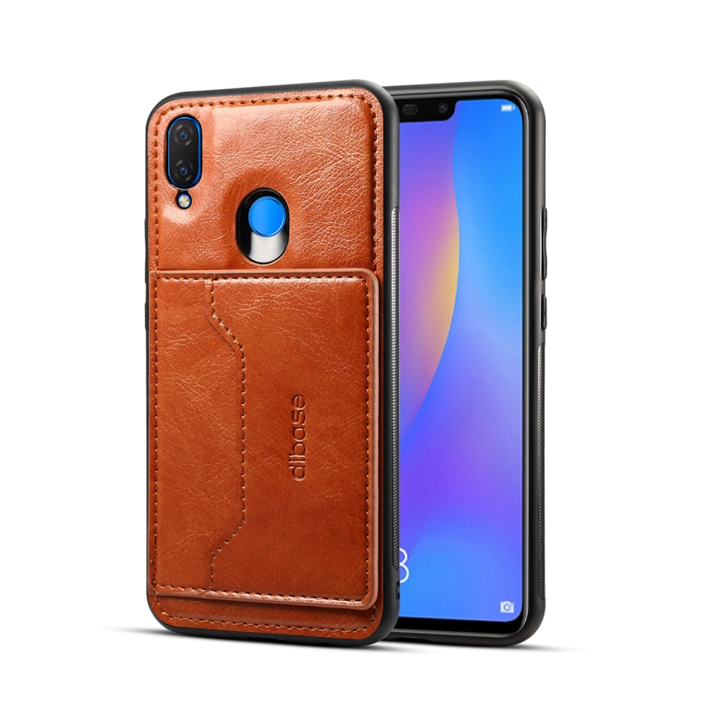 For HUAWEI Nova 3i 2 in 1 Retro PU Leather Wallet Stand Non-slip Shockproof Cell Phone Case brown - Image 2