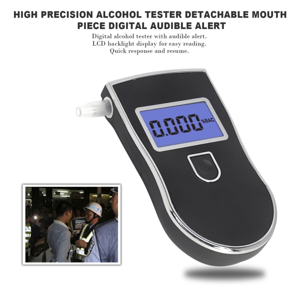 Digital Breath Alcohol Tester LCD Breathalyzer Meter Analyzer Detector (Black) (without Battery) black - Image 3