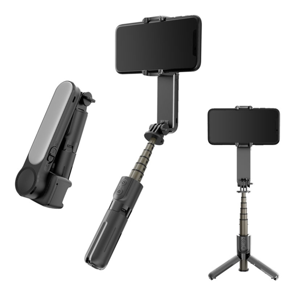 L09 Gimbal Stabilizer with Bluetooth Fill Light Telescopic Selfie Stick Video Shooting Tripod Black - Image 2