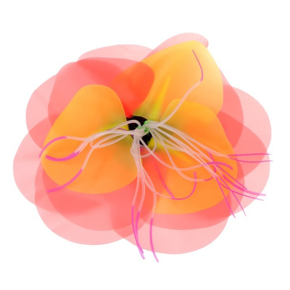 Aquarium Artificial Simulation Soft Silicone Fluorescent Flower Decoration Orange
