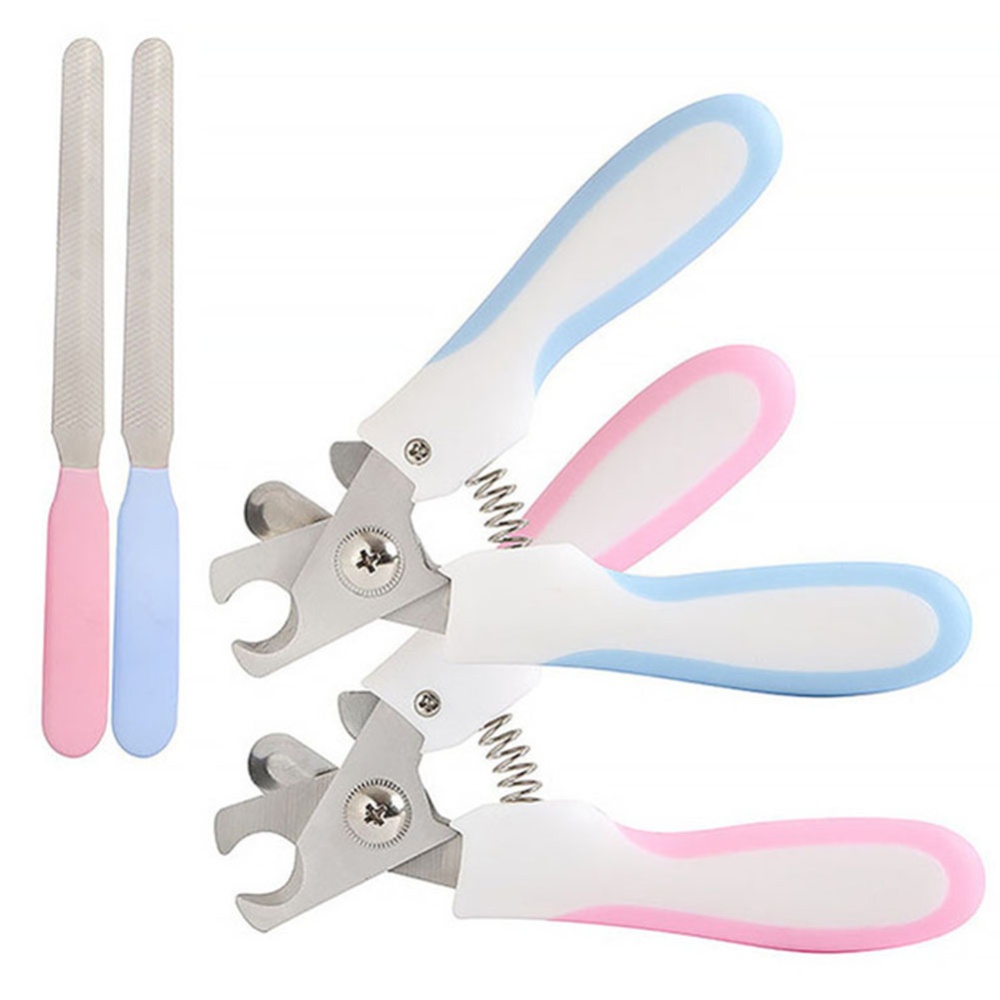 Pet Toe Care Stainless Steel Nail Clippers Grooming Tool light pink_Small without file - Image 3