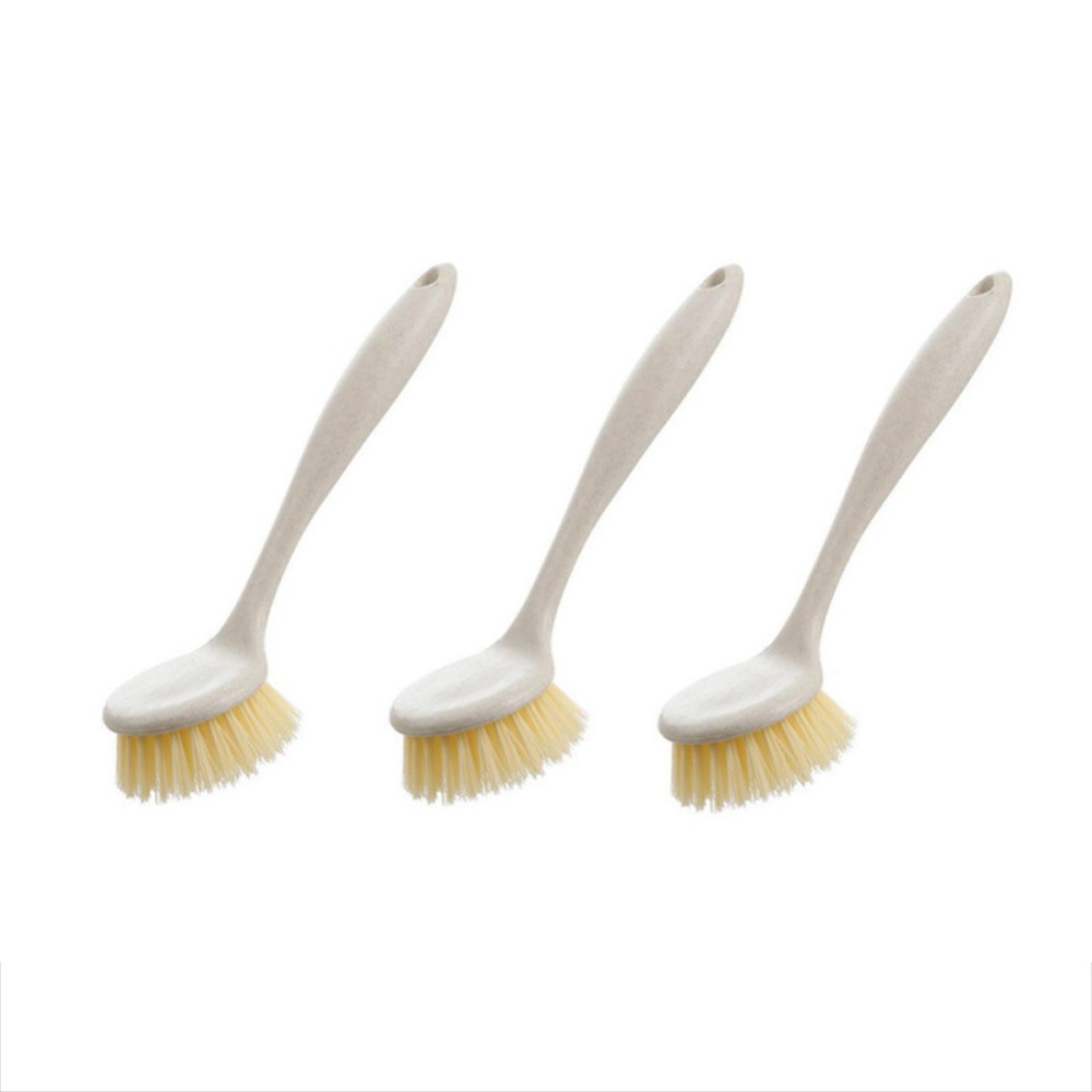 Handheld Cleaning Brush Long-handled Washing Dishes Ball for Kitchen Pot 3pcs wheat straw pot brush