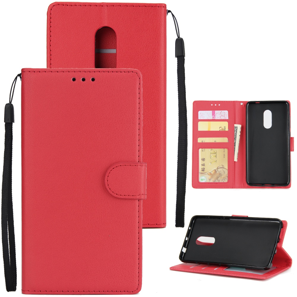 Ultra Slim PU Full Protective Cover Non-slip Shockproof Cell Phone Case with Card Slot for Xiaomi Redmi note 4 red - Image 2