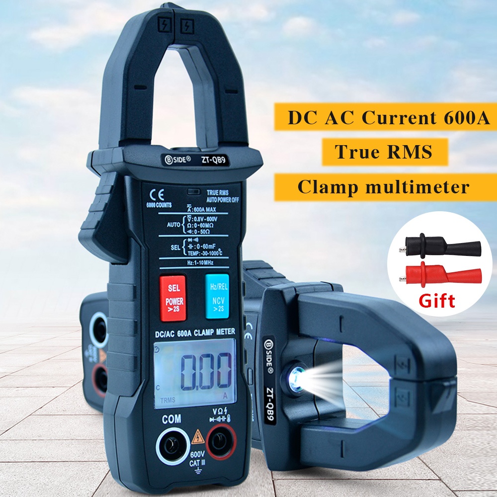 BSIDE DC/AC 600A Digital Clamp Meter TRMS Smart pliers Current Ammeter 6000 Auto Rang Multimeter Capacitor Voltage NCV Hz Tester ZT-QB9 - Image 3