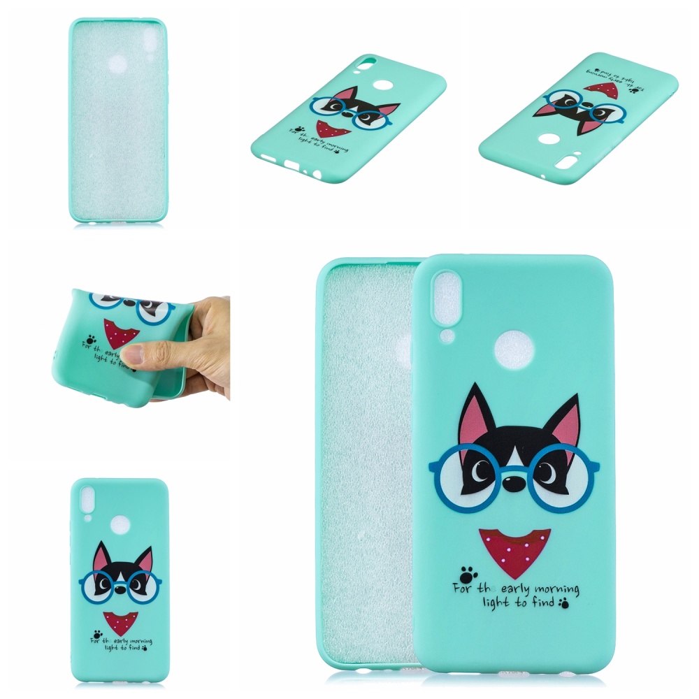 For HUAWEI Y9 2019 Cartoon Lovely Coloured Painted Soft TPU Back Cover Non-slip Shockproof Full Protective Case with Lanyard Light blue - Image 2