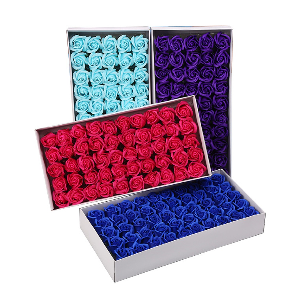 50 Pcs/box Simulation Rose Handmade Soap Petal Bath Body Home Wedding Decoration blue - Image 3