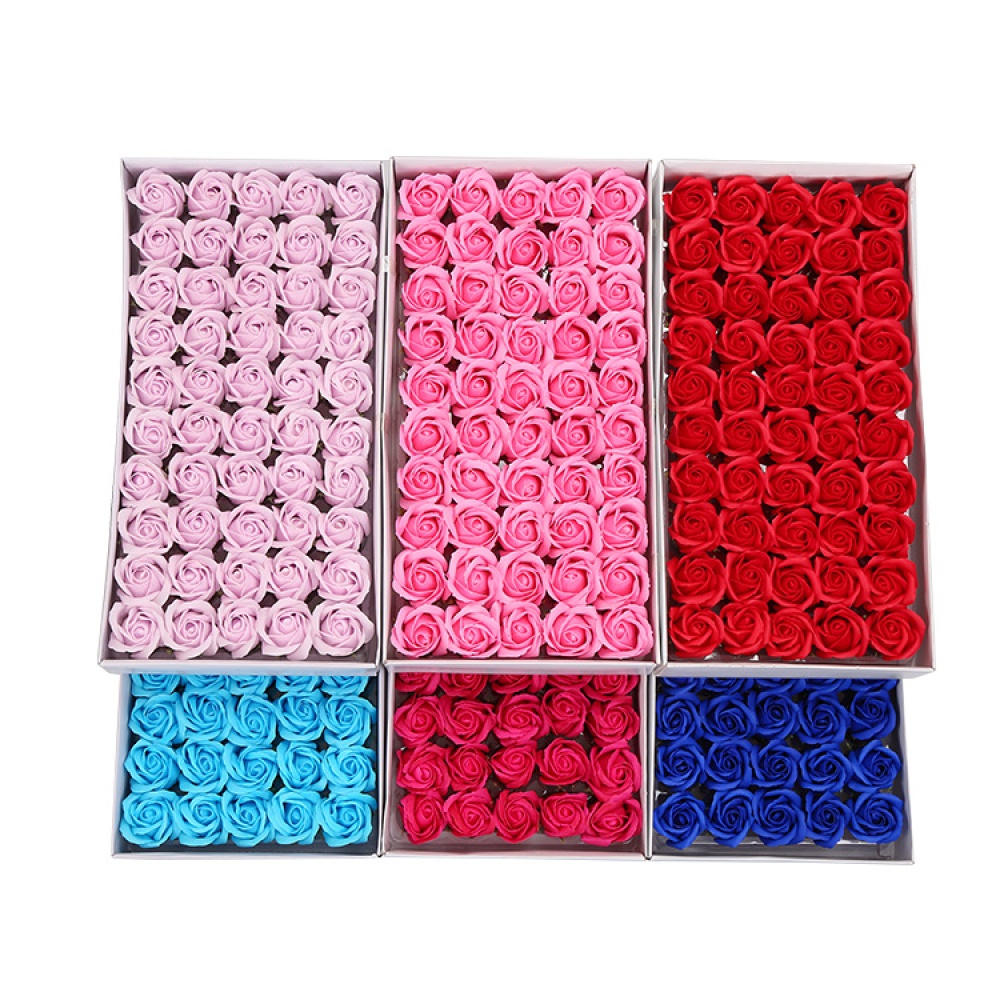 50 Pcs/box Simulation Rose Handmade Soap Petal Bath Body Home Wedding Decoration blue - Image 2