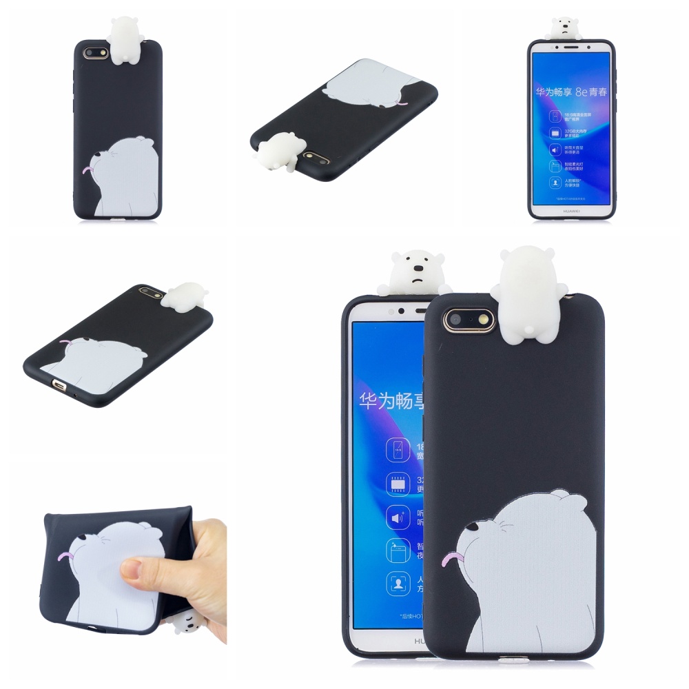 For HUAWEI Y5 2018 3D Cute Coloured Painted Animal TPU Anti-scratch Non-slip Protective Cover Back Case black - Image 2