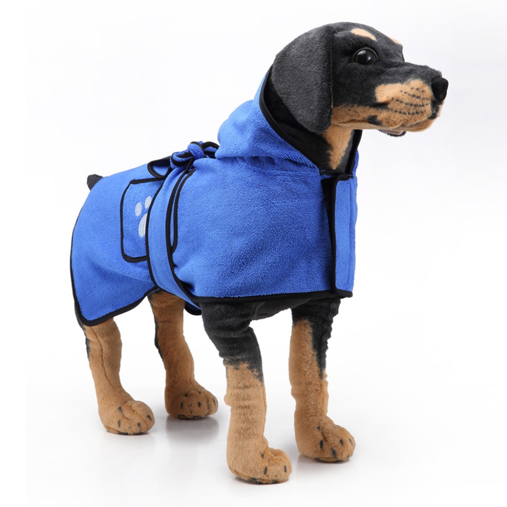 Pet Thick Bath Towel Cat Dog Quick-drying Cloak Bathrobe blue_M - Image 2