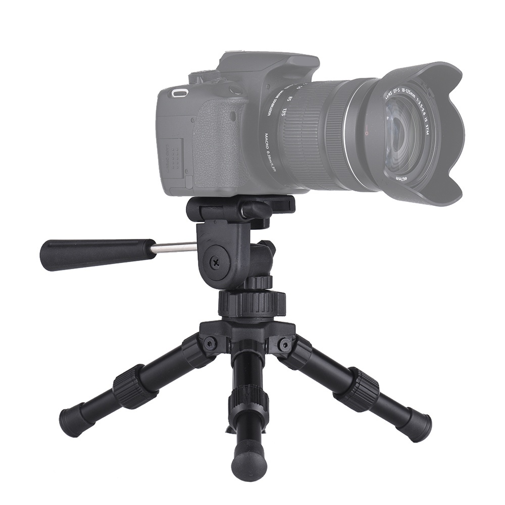 Portable Lightweight Folding Built-in Bubble Level Tabletop Mini Tripod black - Image 2