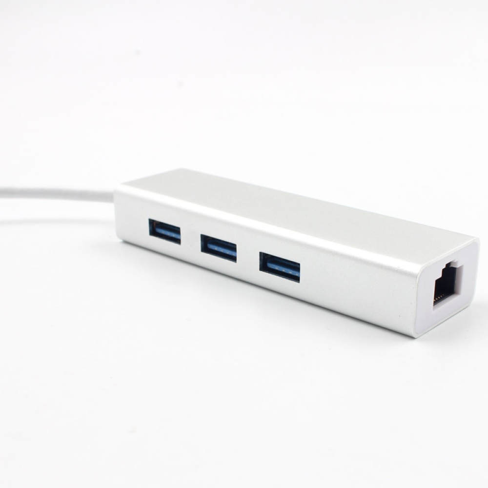 3 Ports USB 3.0 Gigabit Ethernet Lan RJ45 Network Adapter Hub to 1000Mbps Mac PC Silver - Image 3